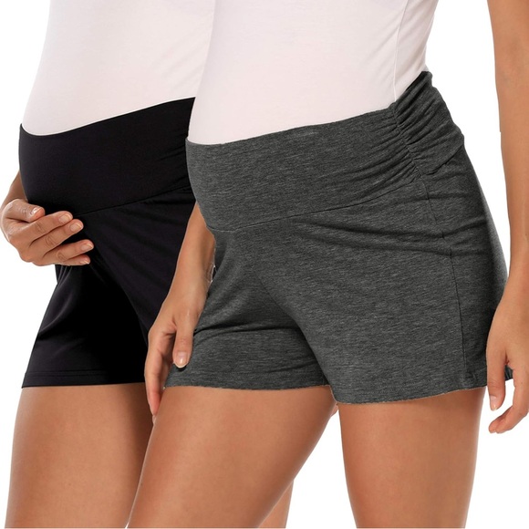 Maternity Comfort Shorts - set of two: Black and Gray - Picture 1 of 6